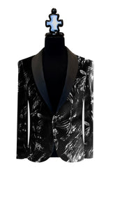 Elegance Tuxedo with Silver Brush Designs